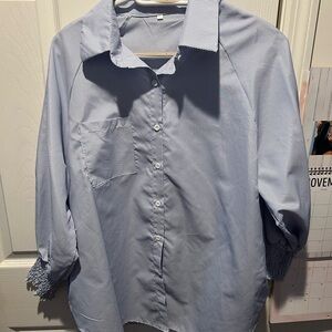 Blue Striped Button-Up Shirt